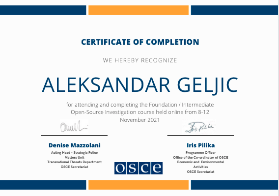 OSCE Certificate